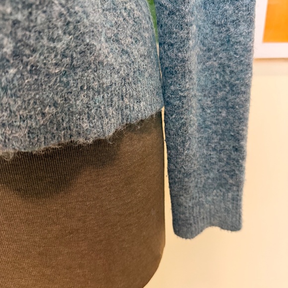 Grey Blue Mock Neck Cozy Sweater - Picture 5 of 8